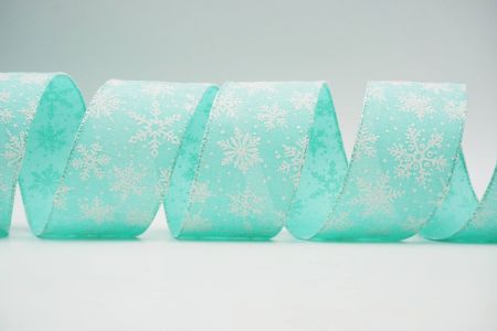 Textured Snowflakes Wired Ribbon_KF6938GN-15_green